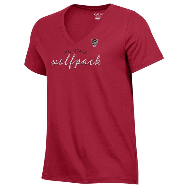 Red Ladies Short Sleeve V-Neck Tee